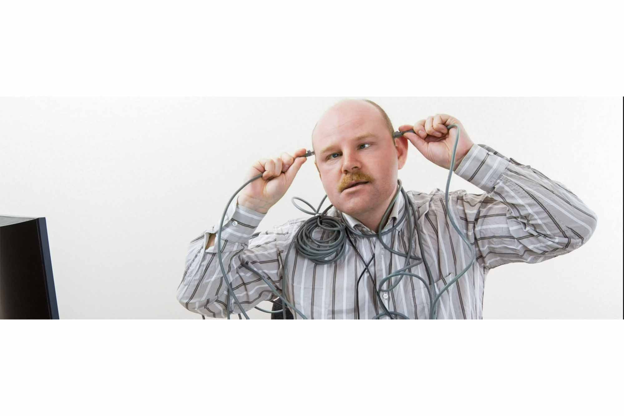 Person putting headphones in his ear