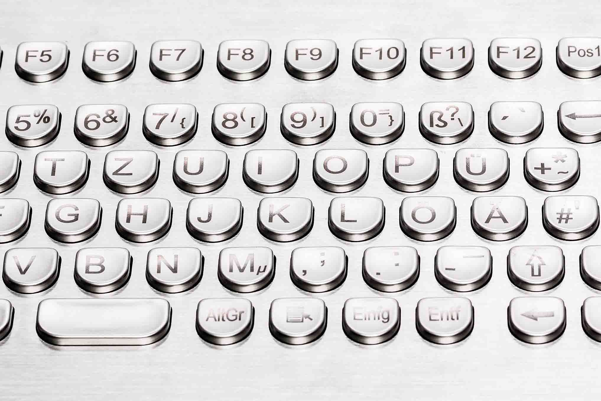 Stainless steel industrial keyboards