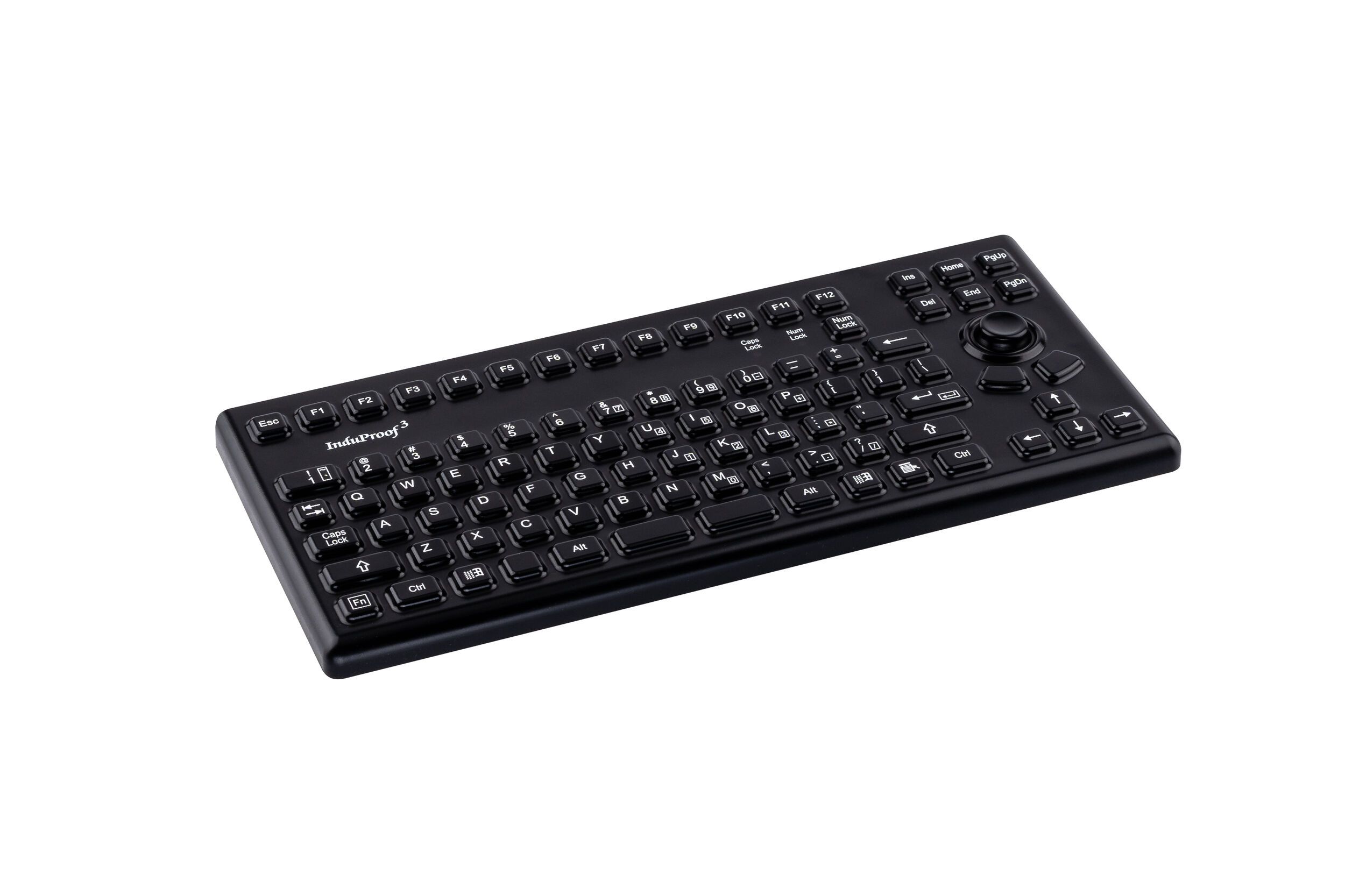 Silicon keyboard with integrated mousebutton, black, sideview