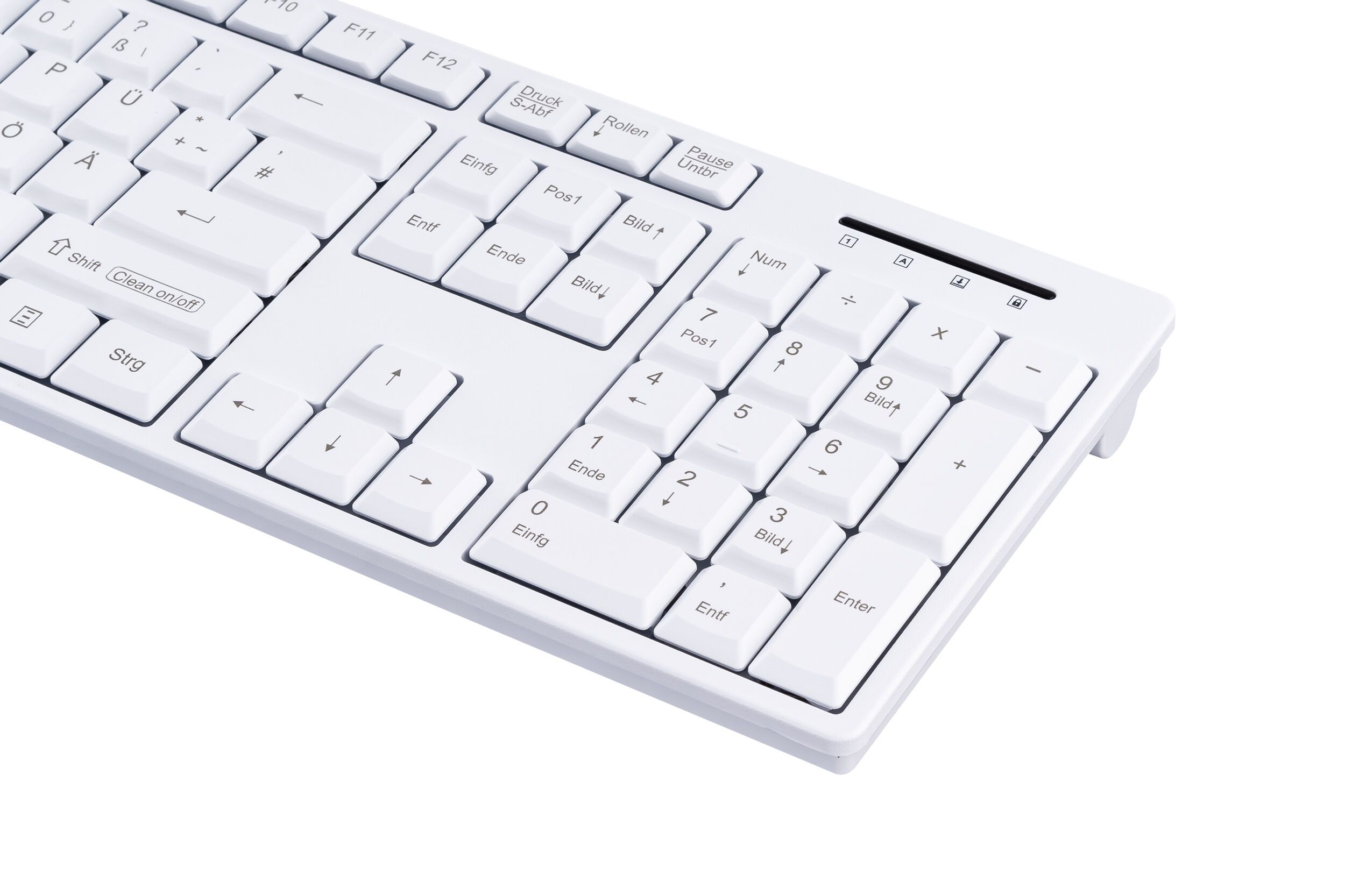 GCQ Cleantype Easy Basic, Plastic keyboard, white, sideview