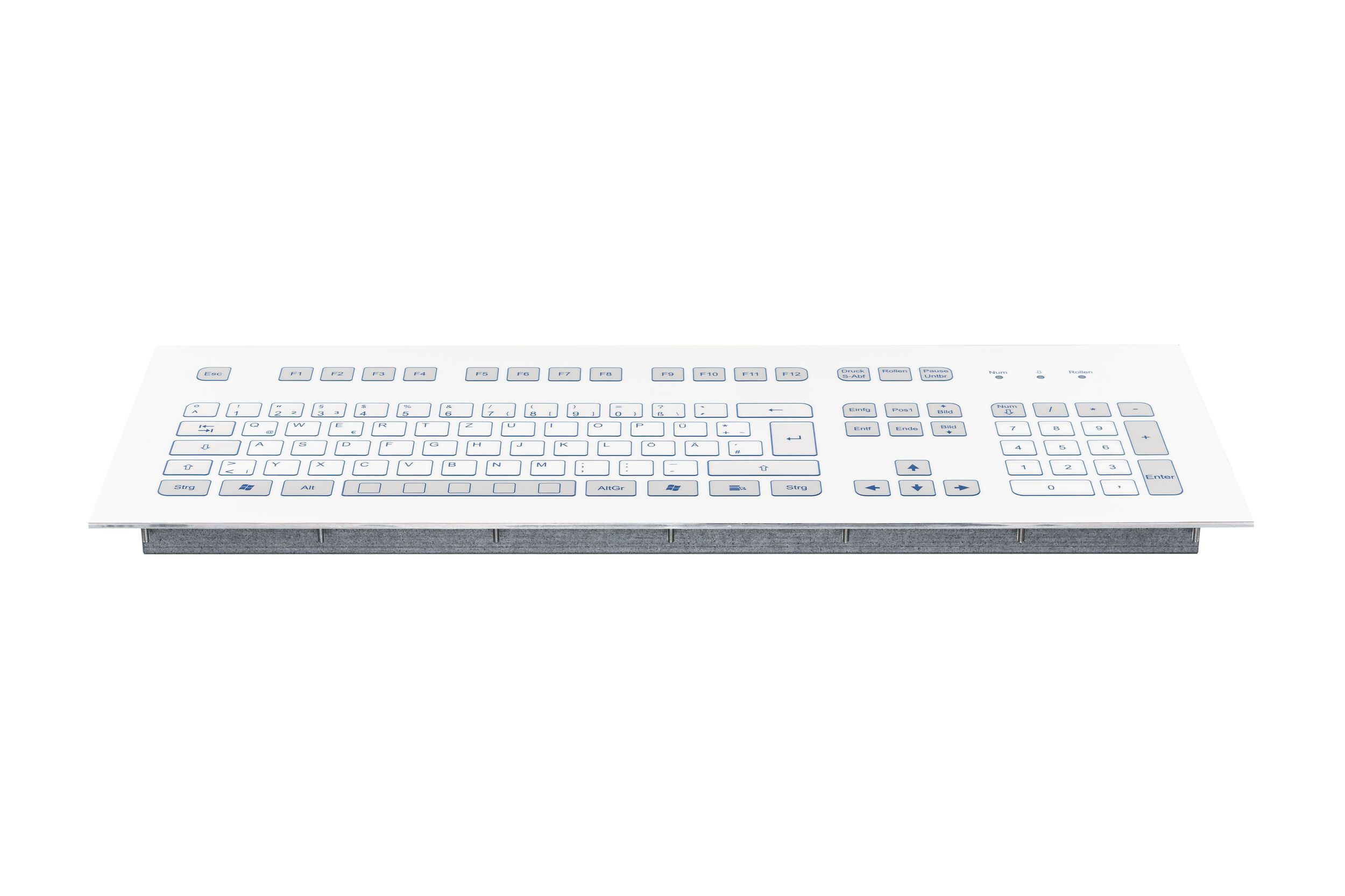 Foil covered keyboard, white, sideview