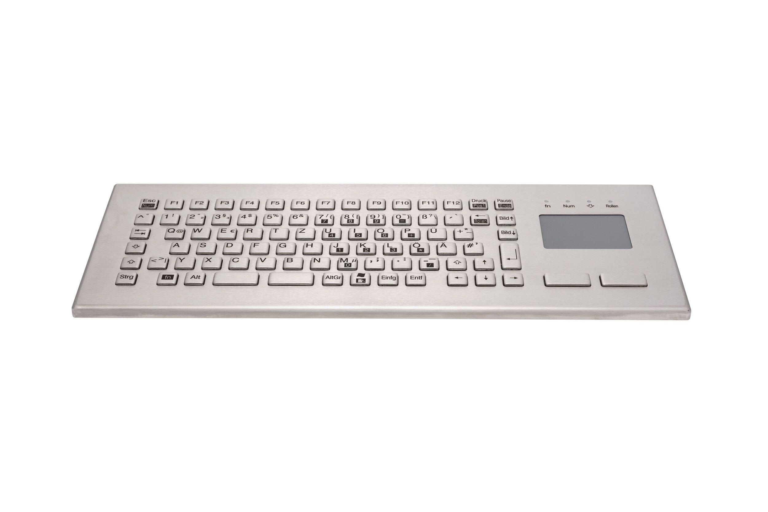 Stainless steel keyboard in housing with touchpad, compact and optinal labs free
