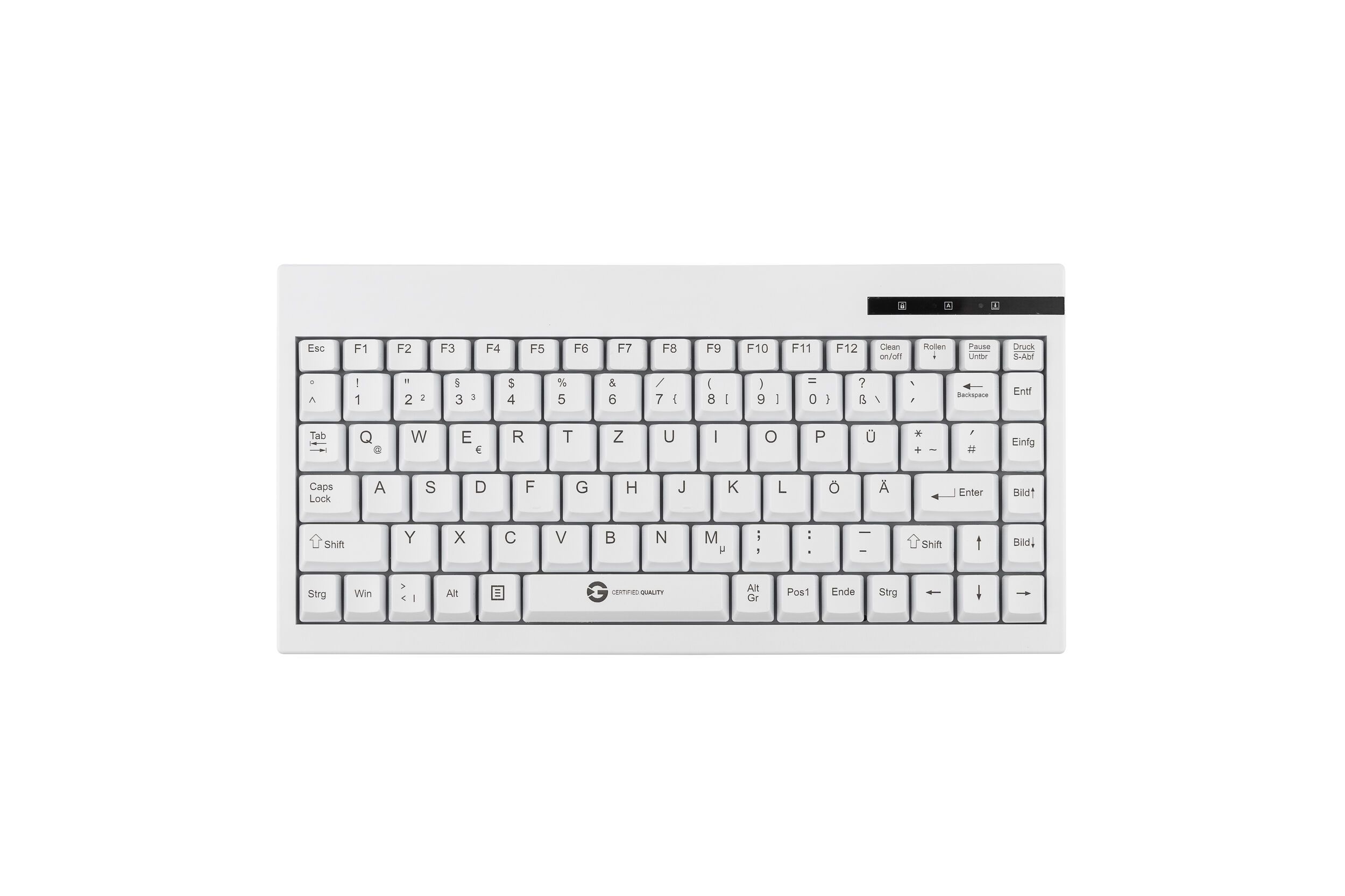 Cleantype Easy Basic Compact Black, Plastic Keyboard, white, frontview